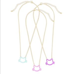 CAPELLI NEW YORK Set of 3 Cat Pendant Necklaces